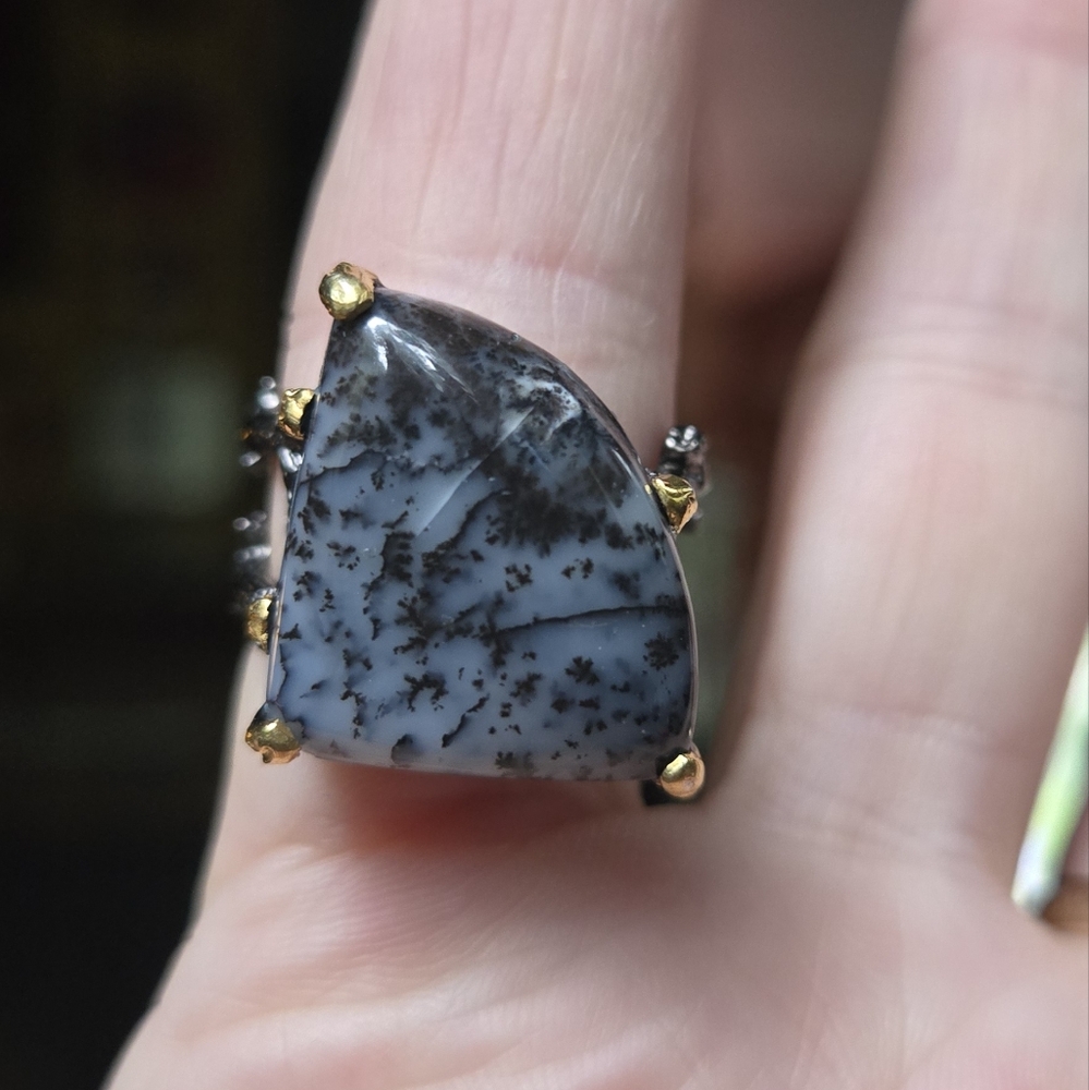 HOST PICK! 🎈🎉 COPY - Darendrite sterling rhodium & gold ring sz8.5 - Picture 3 of 8